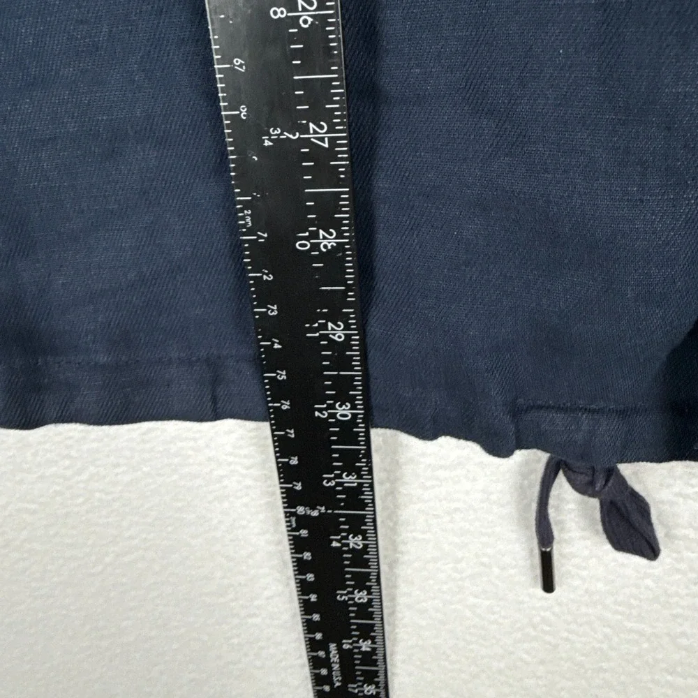 Banana Republic Linen Shacket Mens Large Tall Coaches Shirt Jacket Navy Blue - Picture 6 of 10